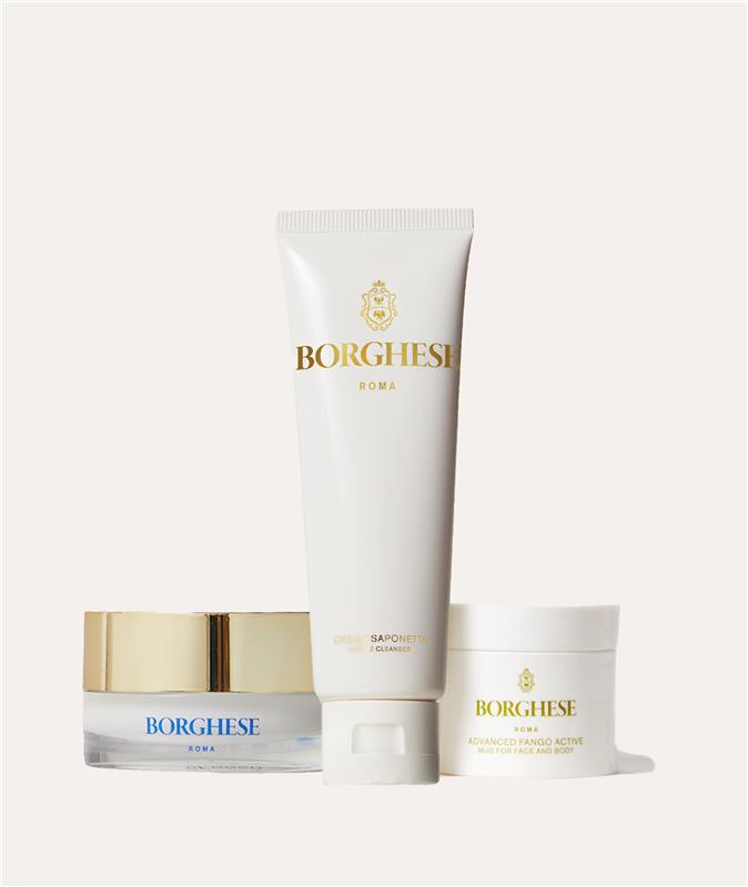 The 3-Step Routine gift including our Crema Saponetta Creme Cleanser, Advanced Fango Mud, Crema Restorativo 24 moisturizer
