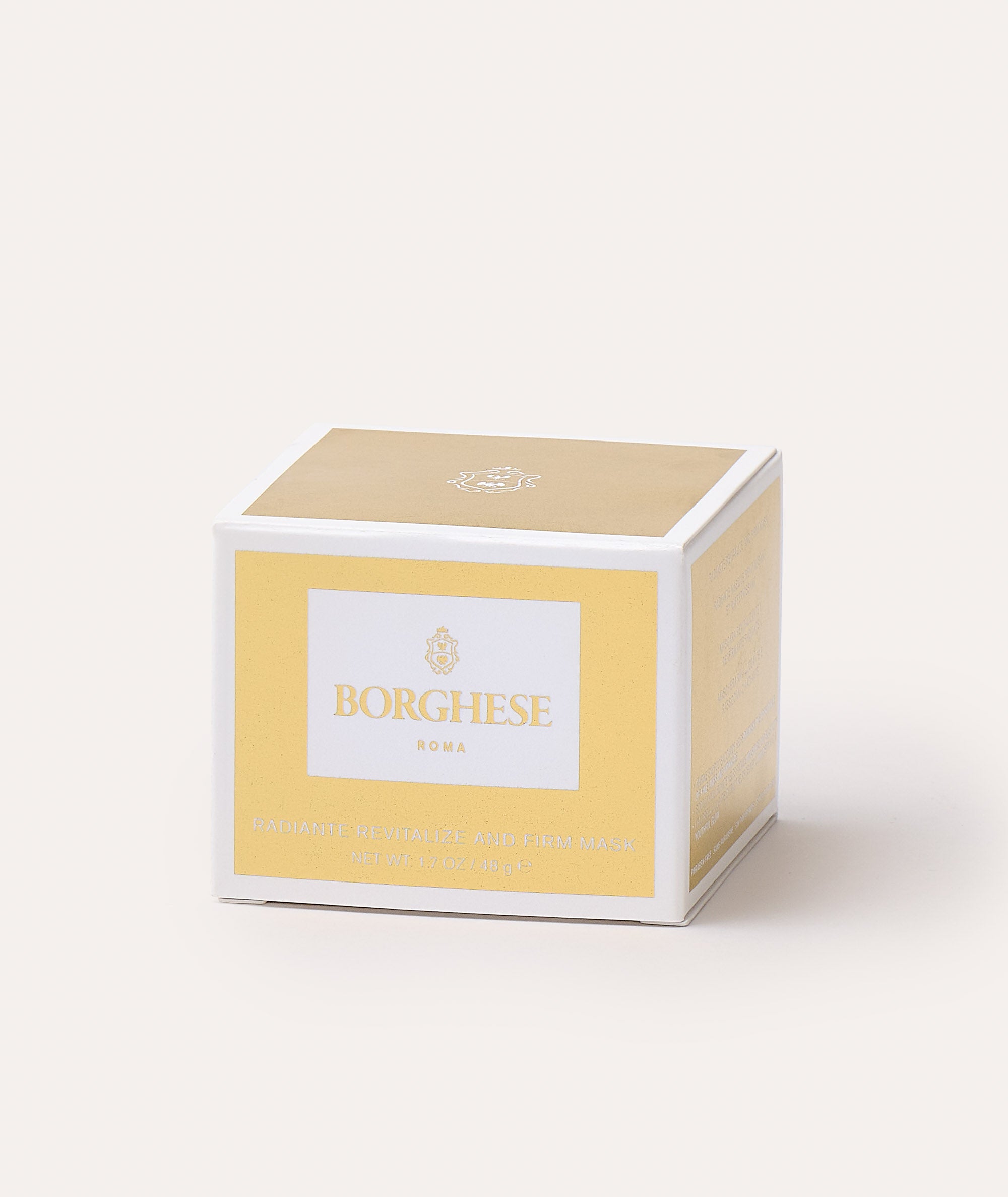 This is a picture of the Borghese Radiante Revitalize and Firm Mask in a box