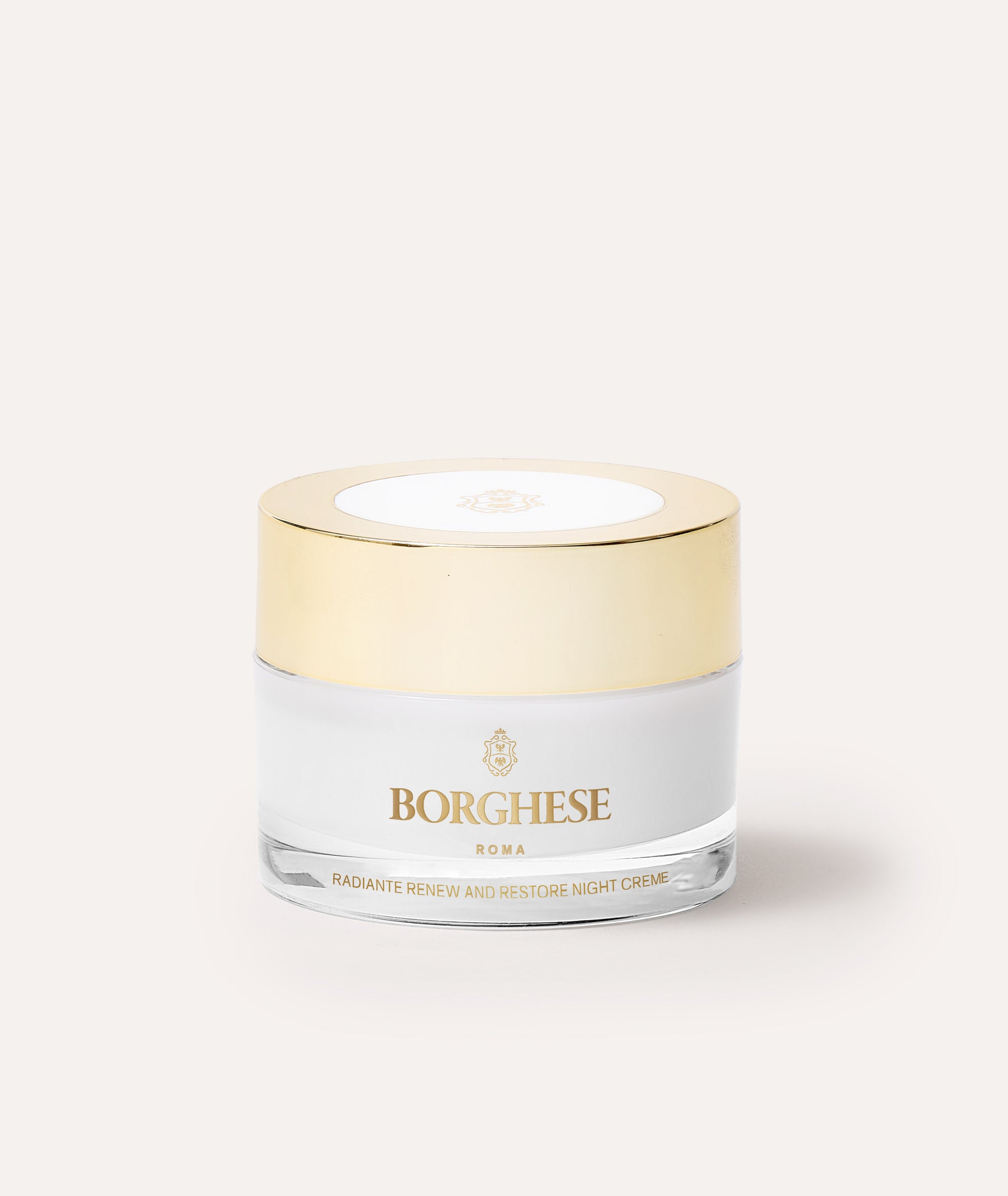 This is a picture of the Radiante Renew and Restore Night Creme in a white jar