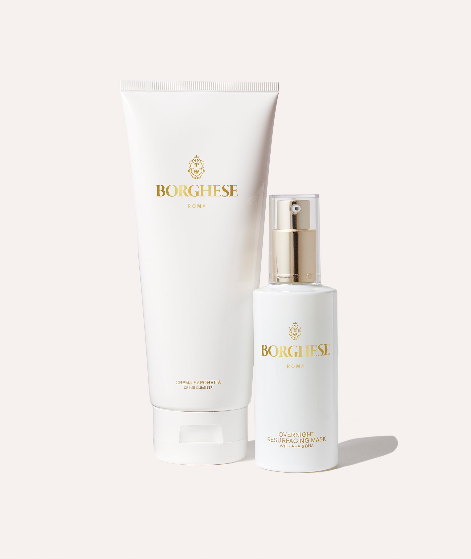 2-Step Beauty Sleep Bundle featuring Crema Saponetta Creme Cleanser and the Overnight Resurfacing Mask with AHA and BHA