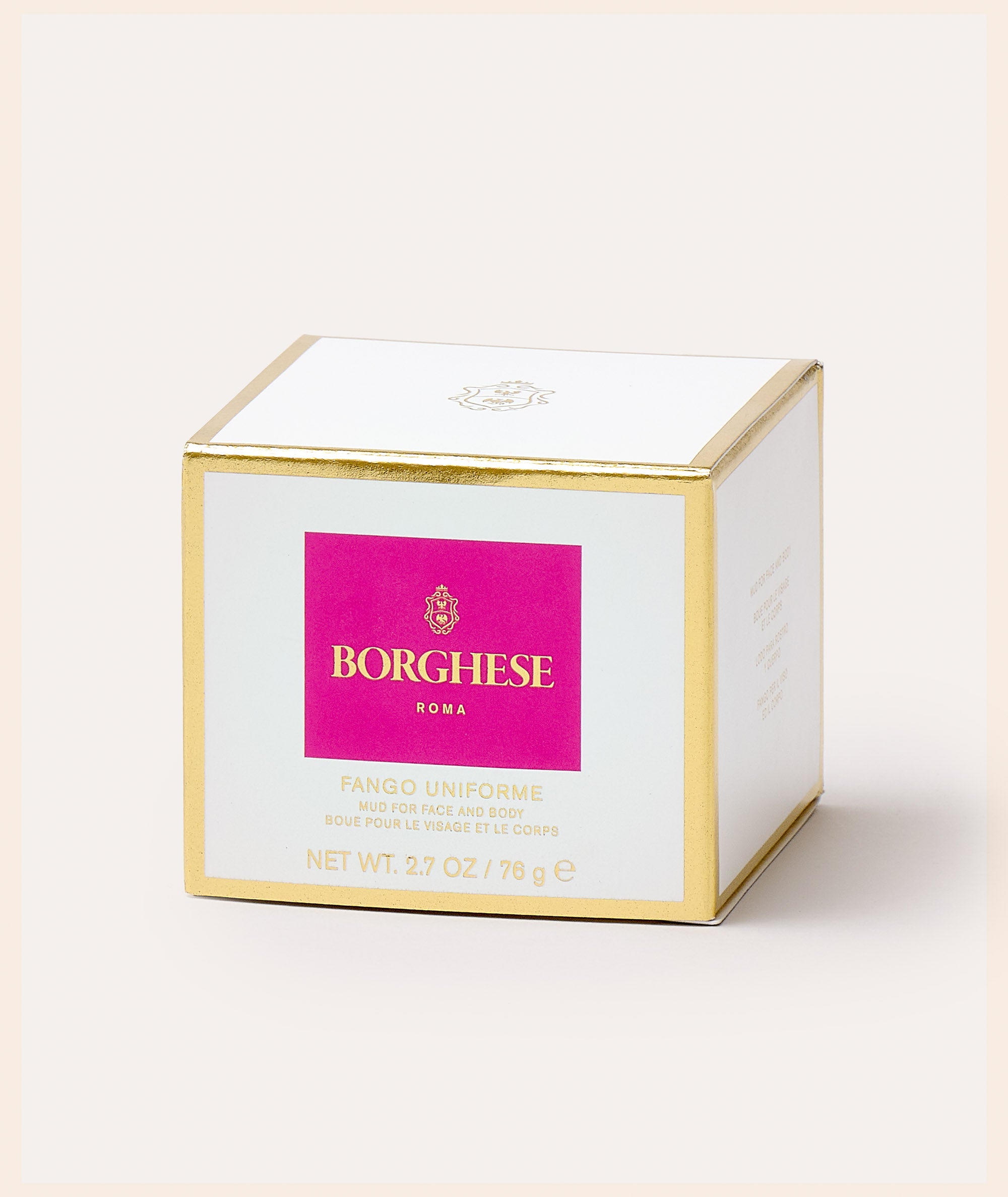 This is a picture of the Borghese Fango Uniforme Brightening Mud Mask in a white box
