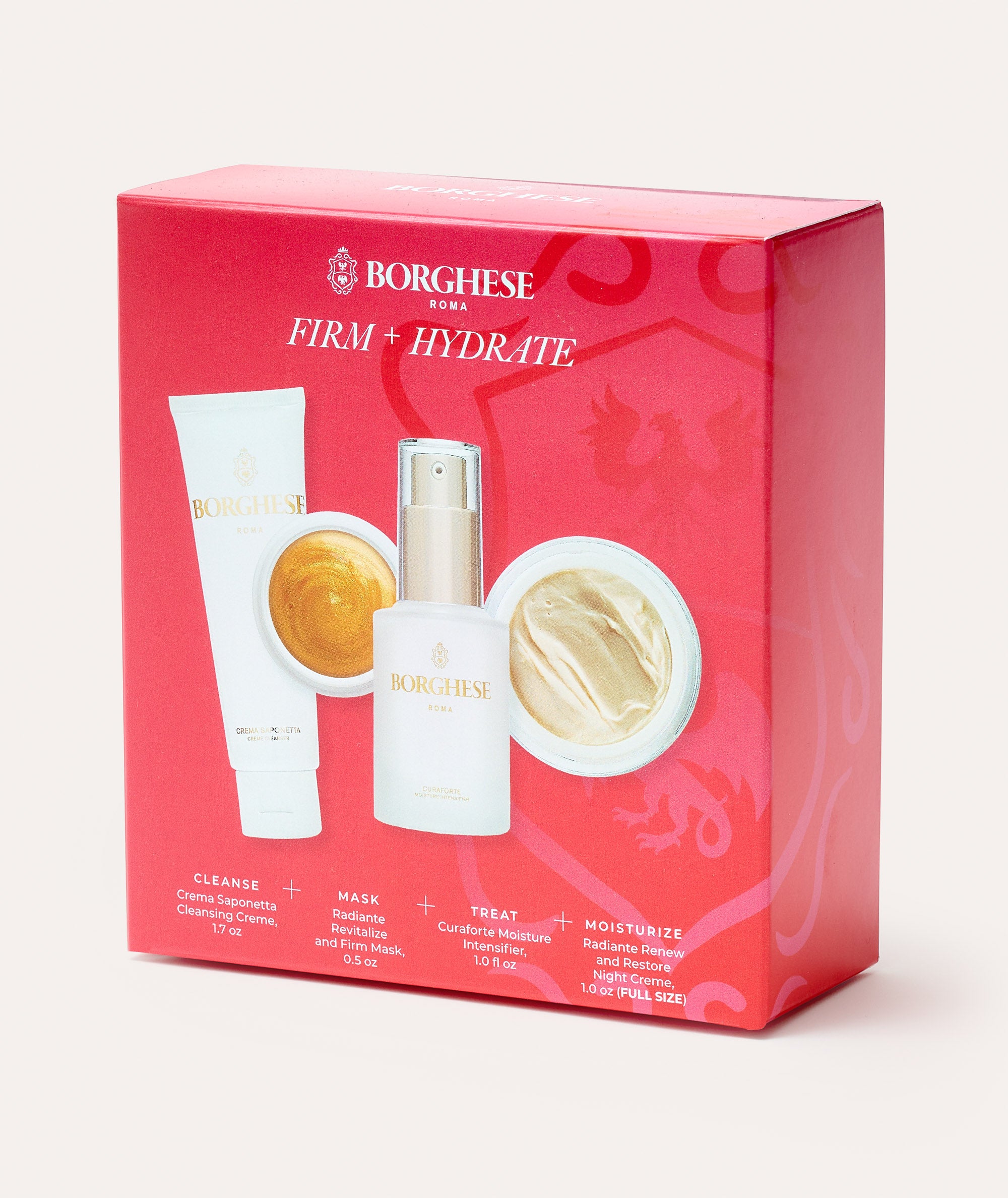 The Borghese 4-Piece Firm & Hydrate Gift Set red box