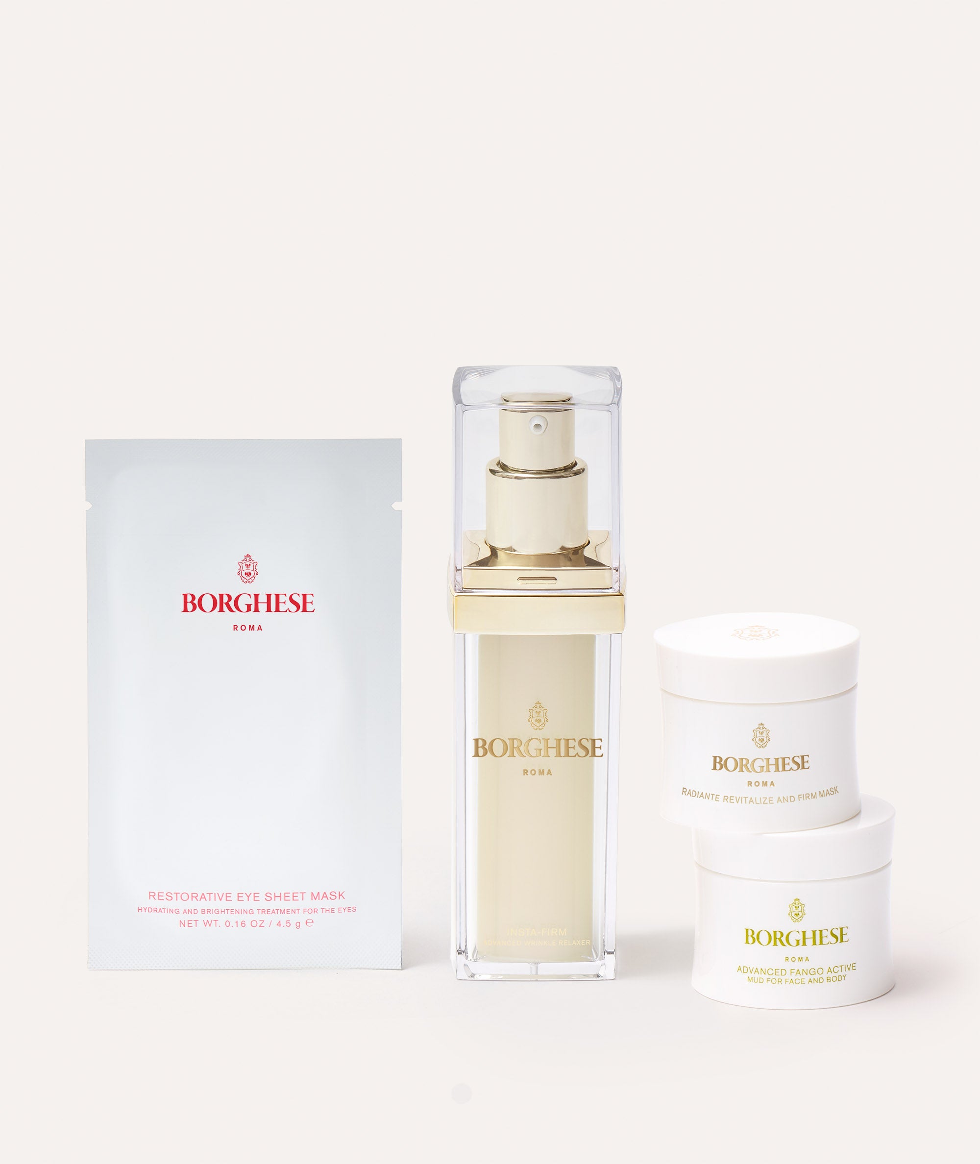 The Borghese 4-Piece Firming Results Gift Set contents