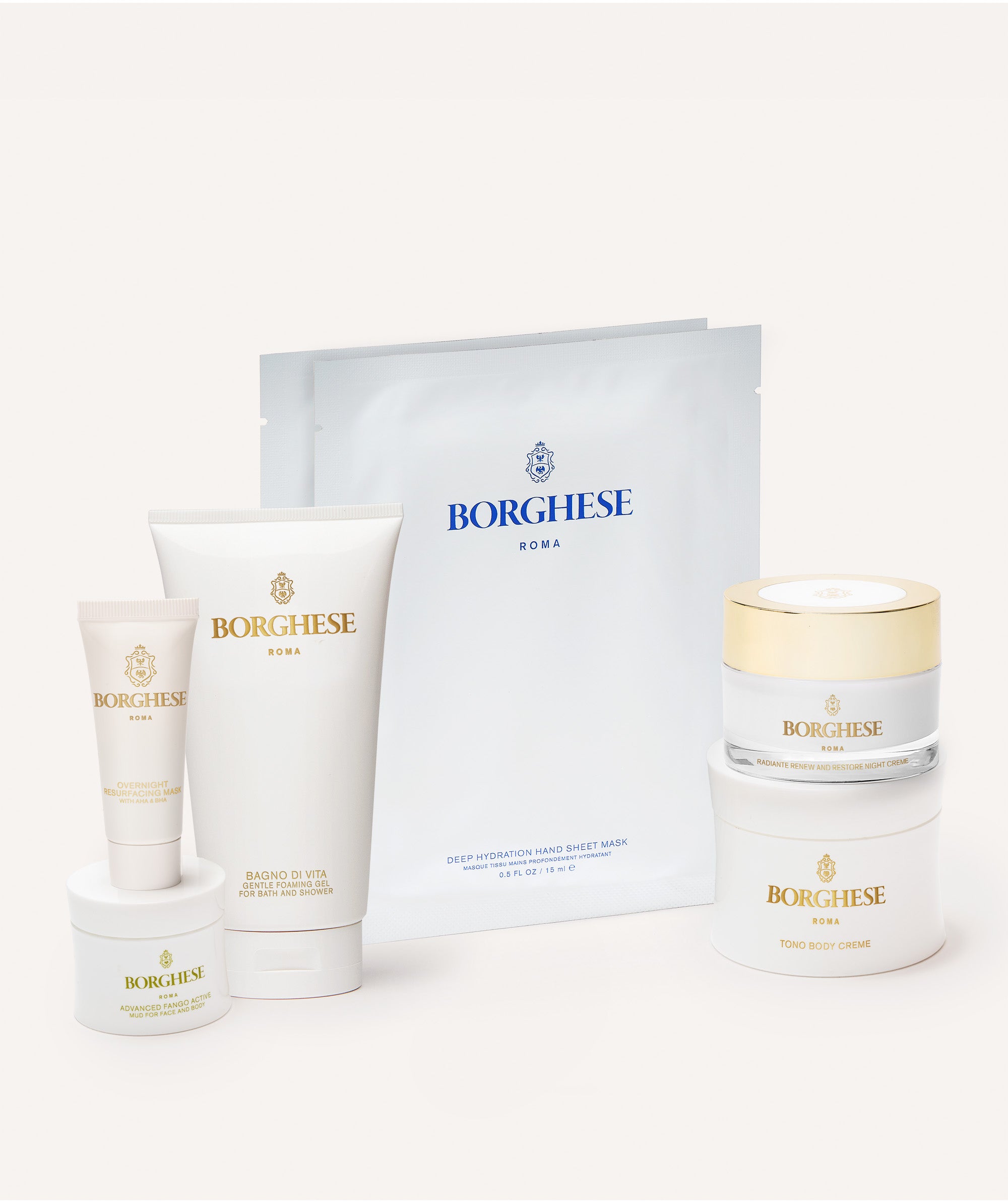 The Borghese Roma 7-Piece Skin Perfecting Gift Set contents