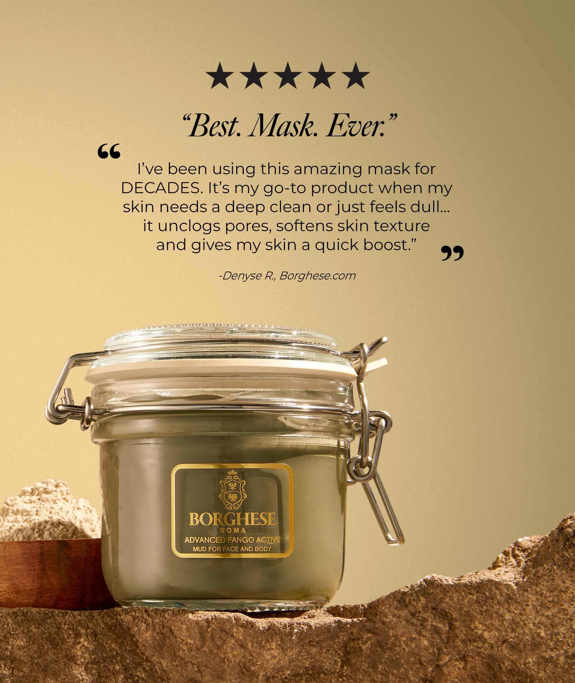 A review of the Active Fango Mud Mask stating it is a go to product and naming it the "Best Mask Ever"