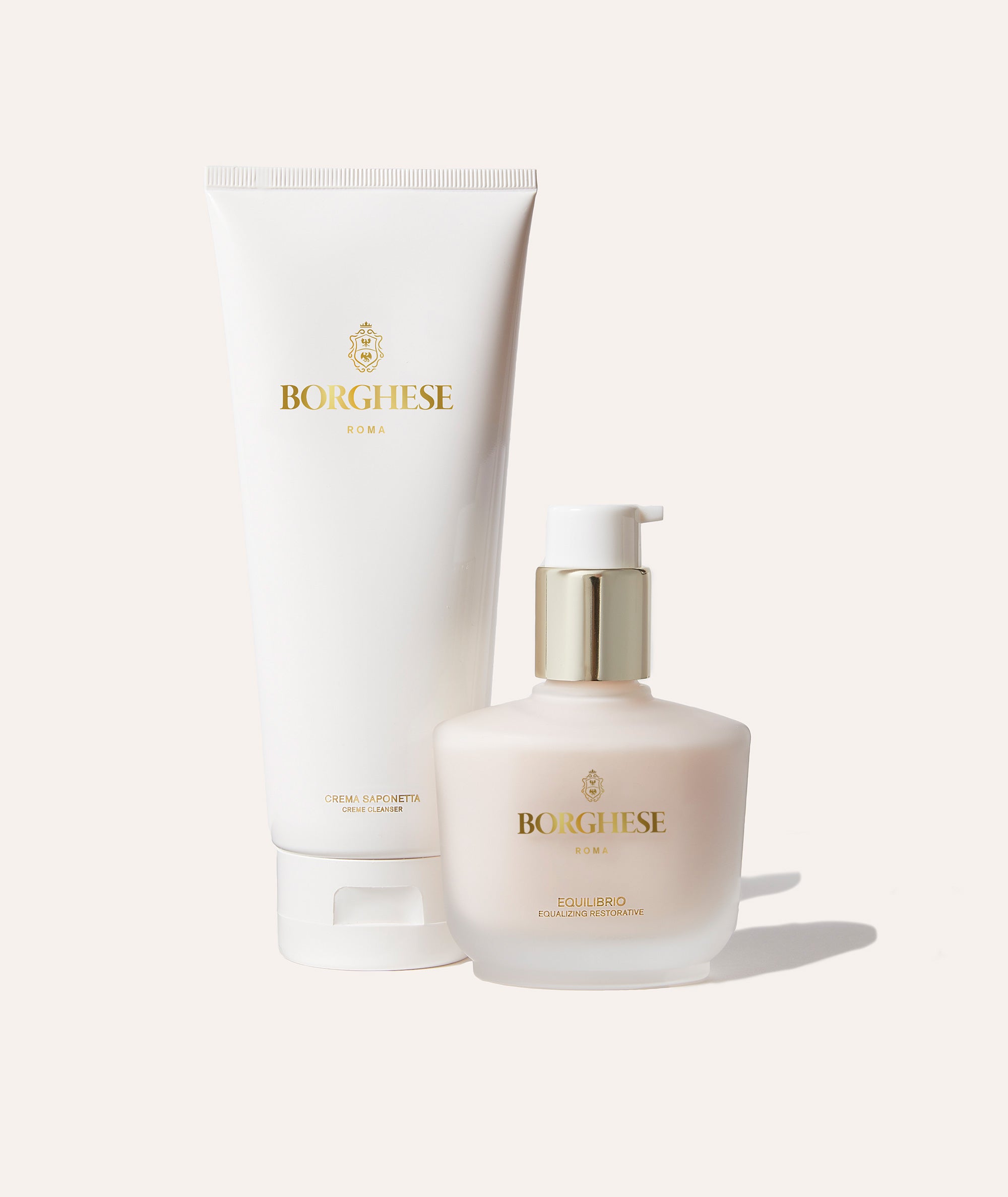 Cleanse and Hydrate Bundle features Crema Saponetta Cream Cleanser and Equilibrio Equilizing Restorative.