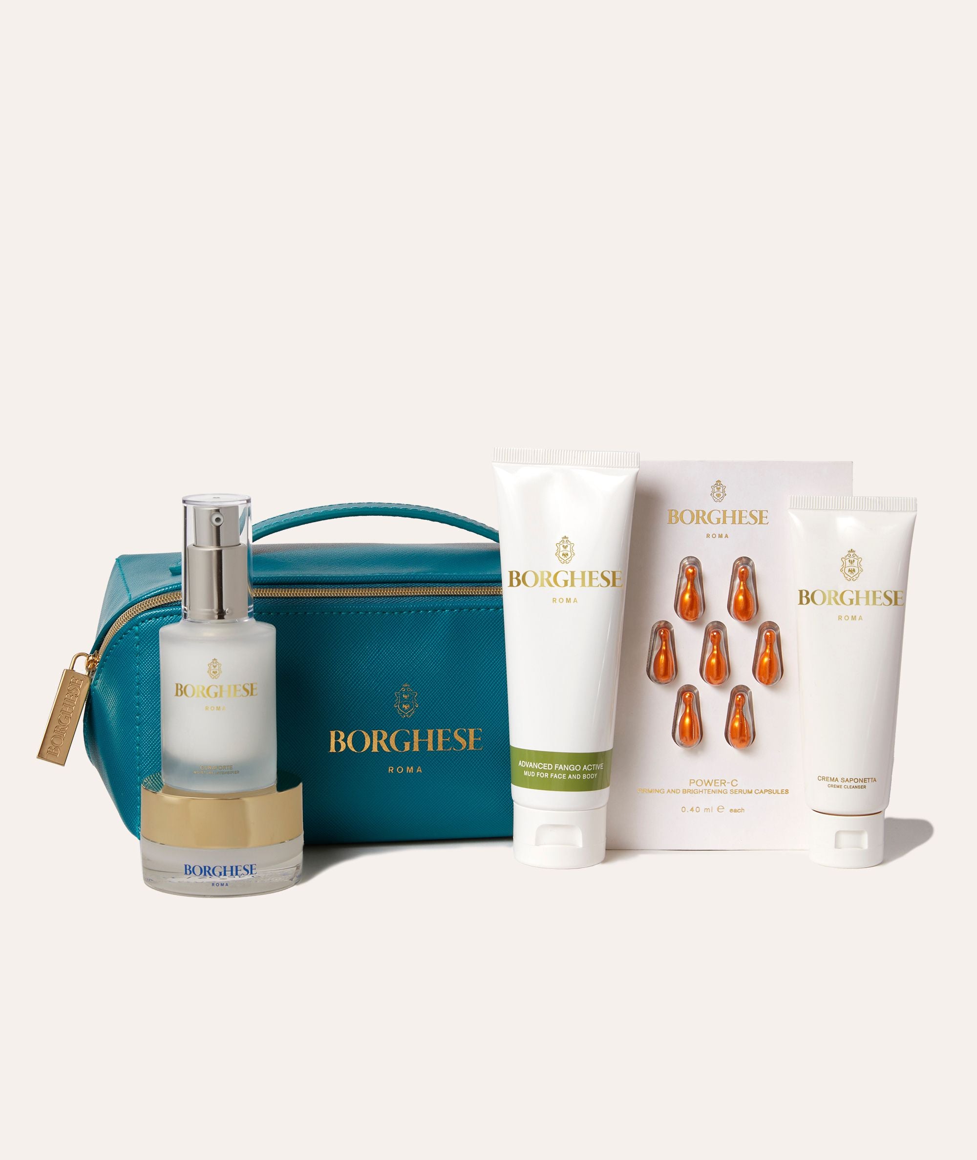 The Italian Recipe Travel Set which includes travel size versions of the Italian Recipe and complimentary bag in Bagno blue