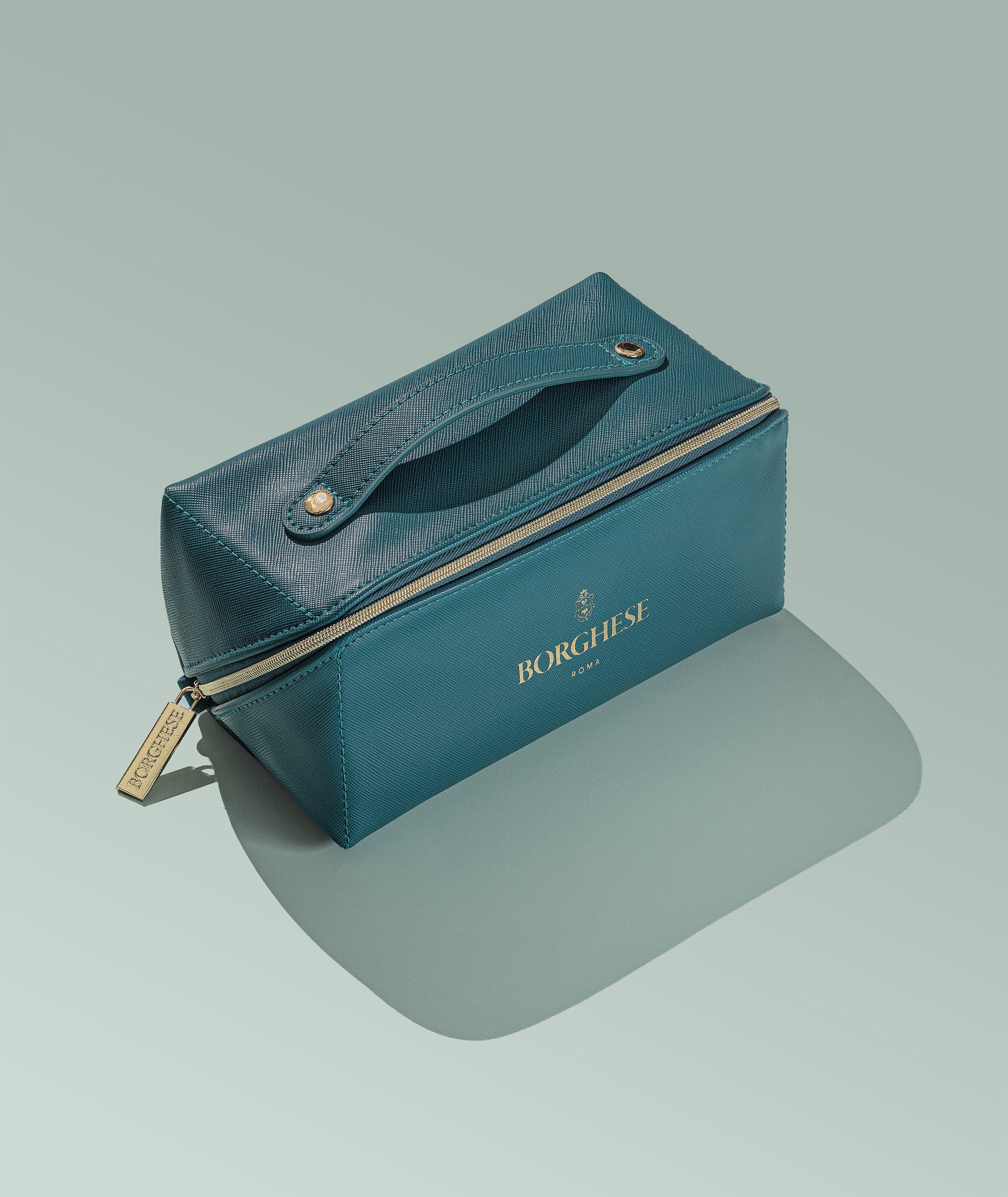 The Italian Recipe Set bag that comes in Bagno blue with the gold Borghese zipper