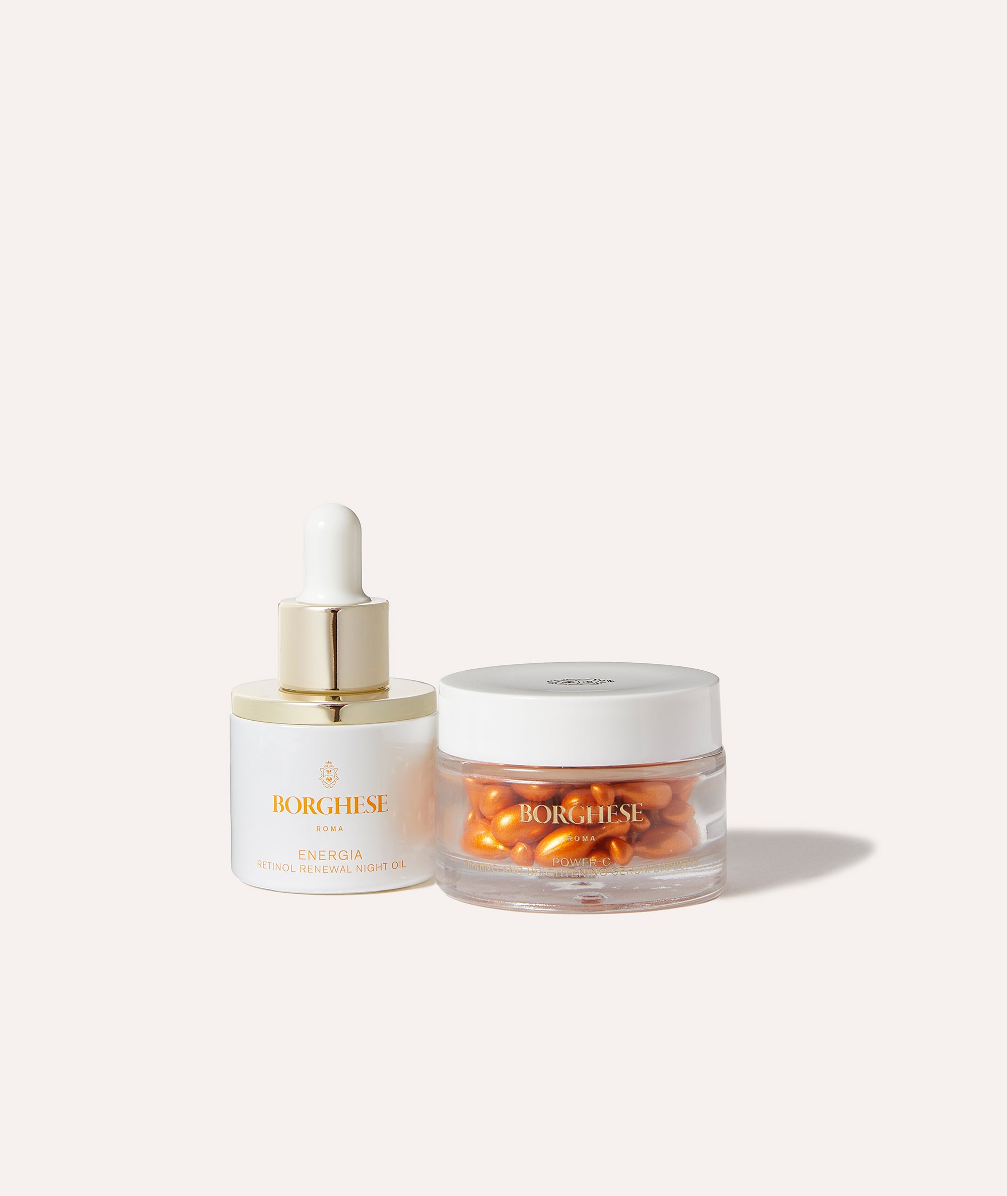 Skin Renewing Bundle featuring ENERGIA Retional Renewal Night Oil and Power-C Firming and Brightening Serum Capsules